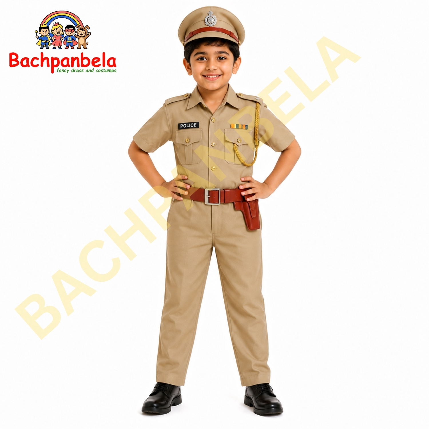 Police Khaki Fancy Dress Costume on Rent
