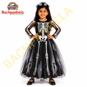 Halloween Skeleton Gown Fancy Dress Costume on Rent